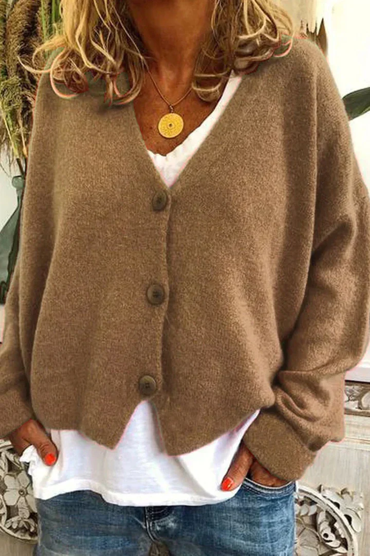 Women's Cardigan - Relaxed Fit - V-Neck - Buttons - Comfortable Casual Layering Item - Image 4