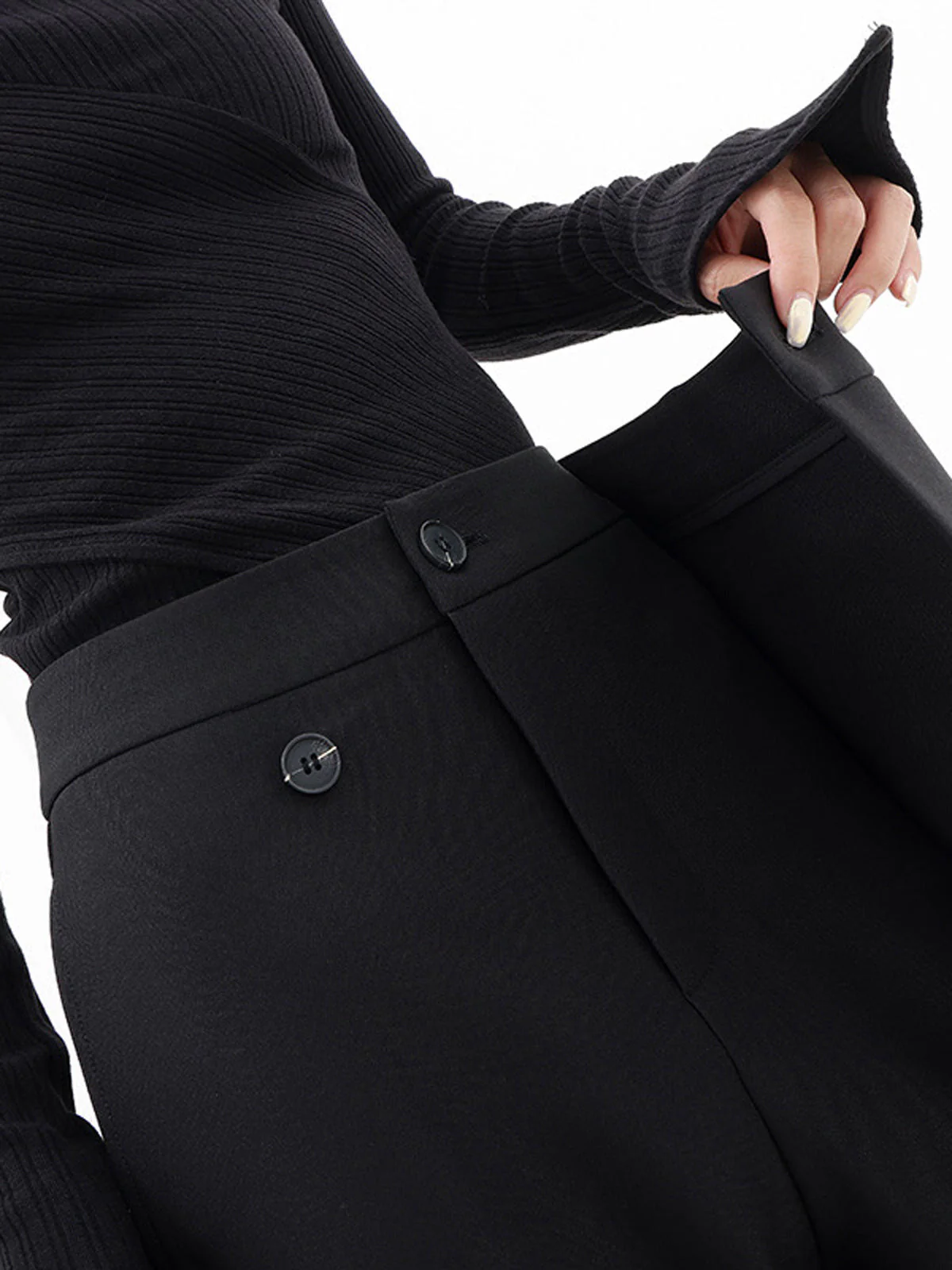 Ladies Pants - Asymmetrical Design - High Waist - Wide Legs - Elegant Fit - Image 4