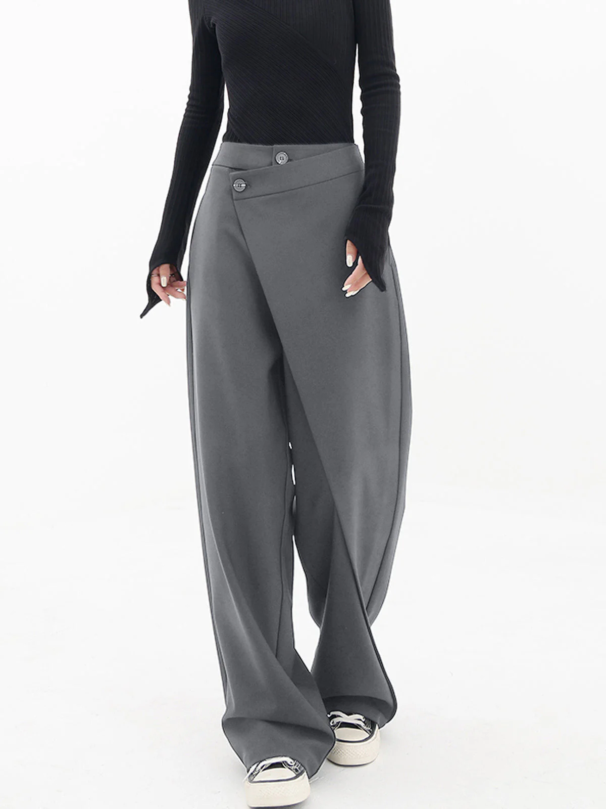 Ladies Pants - Asymmetrical Design - High Waist - Wide Legs - Elegant Fit - Image 8