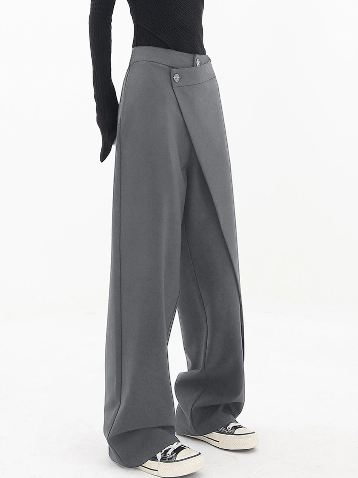 Ladies Pants - Asymmetrical Design - High Waist - Wide Legs - Elegant Fit - Image 9