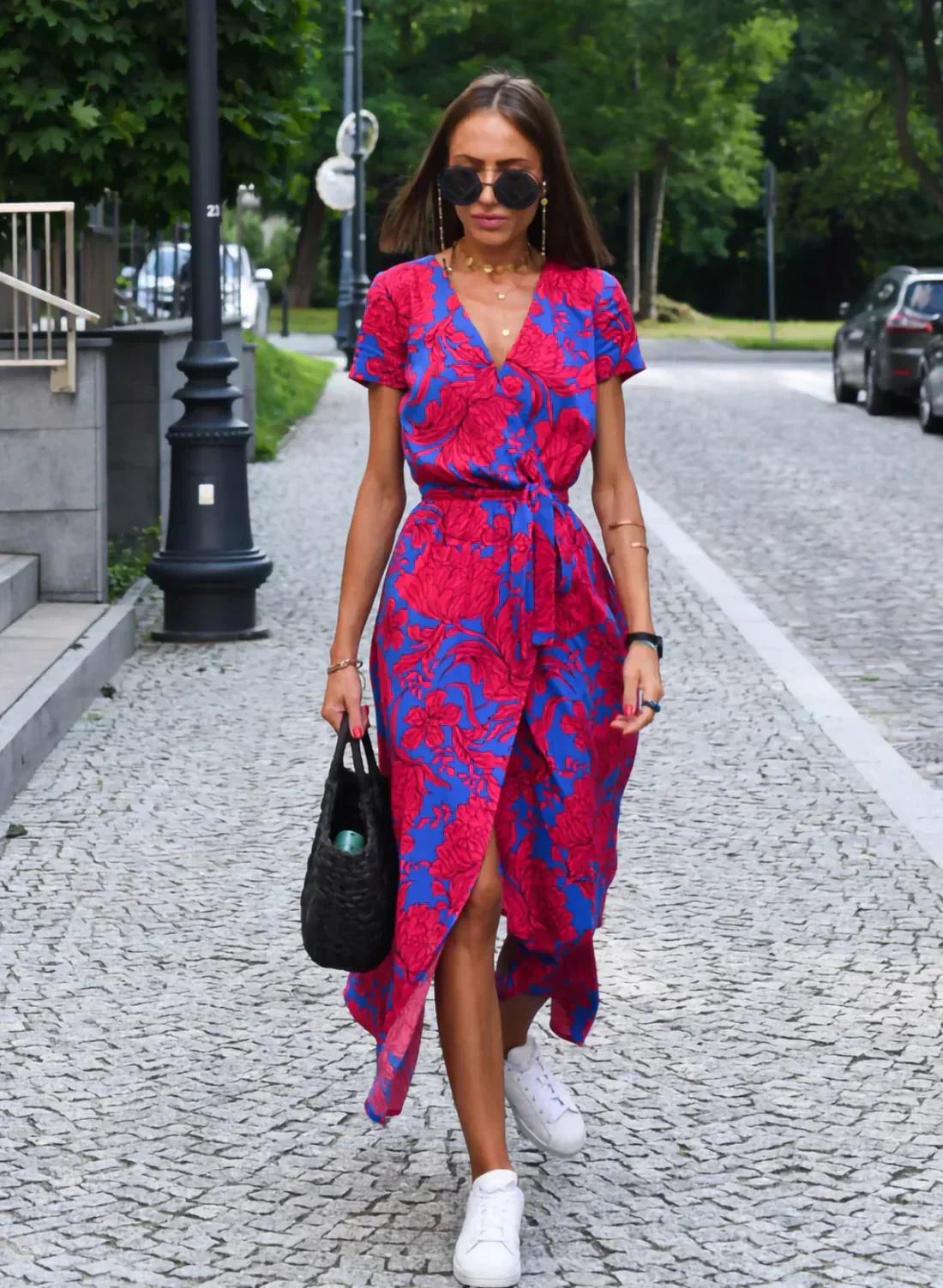 Ladies Wrap Dress – Midi Length – V-Neck – Short Sleeves – Floral Print – Breathable - Image 2