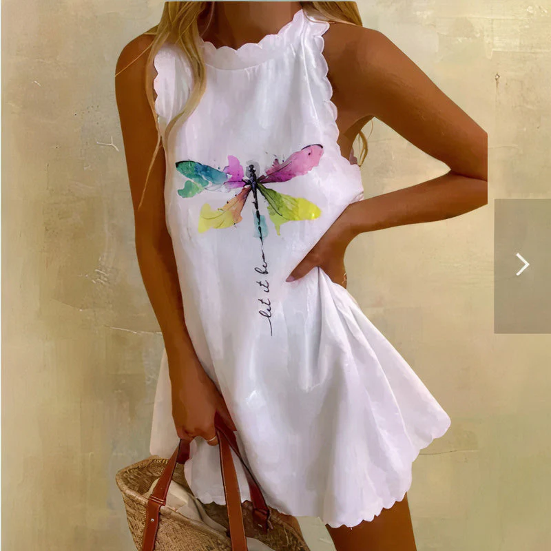 Women's Dress - Sleeveless A-line Model - Heart Print - Lightweight and Comfortable - Image 11