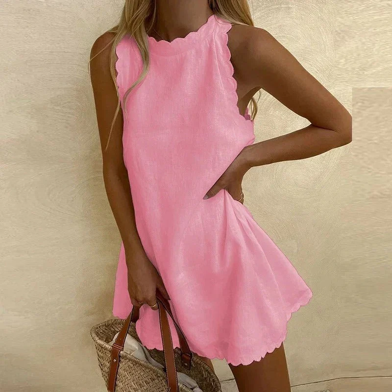 Women's Dress - Sleeveless A-line Model - Heart Print - Lightweight and Comfortable - Image 9