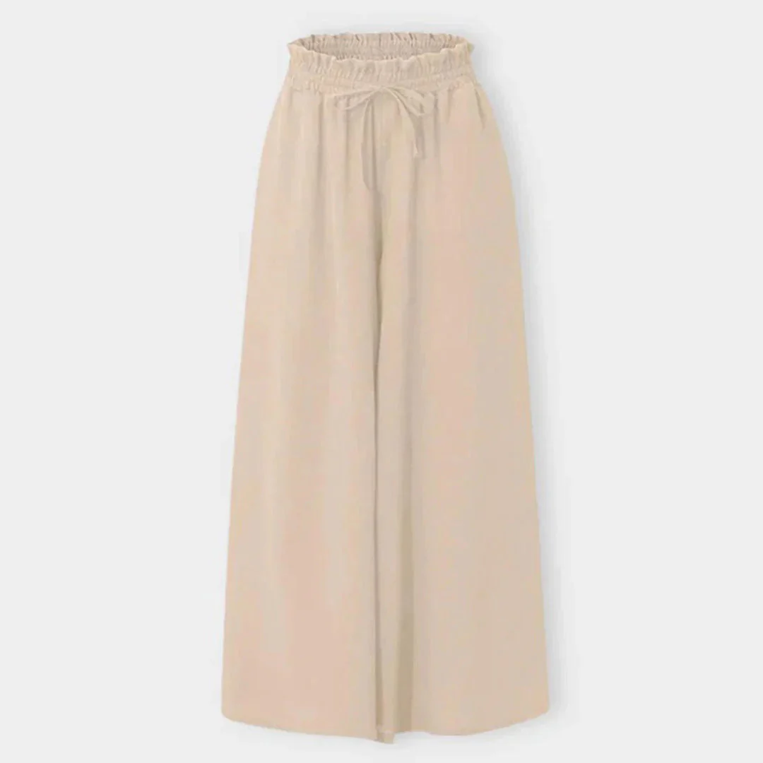 Ladies Pants - High Waist - Wide Legs - Elastic Waistband with Drawstring - Airy Fit - Image 10