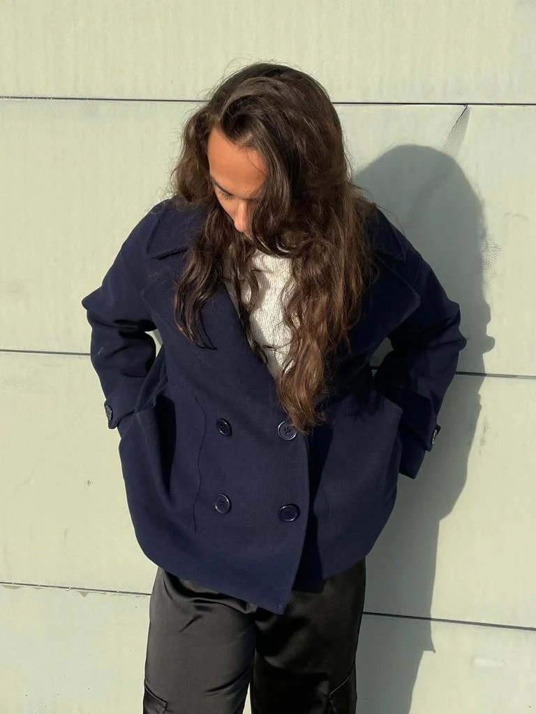 Women's Coat – Double-Breasted Peacoat – Wool Blend – Tailored Fit – Classic Design - Image 9