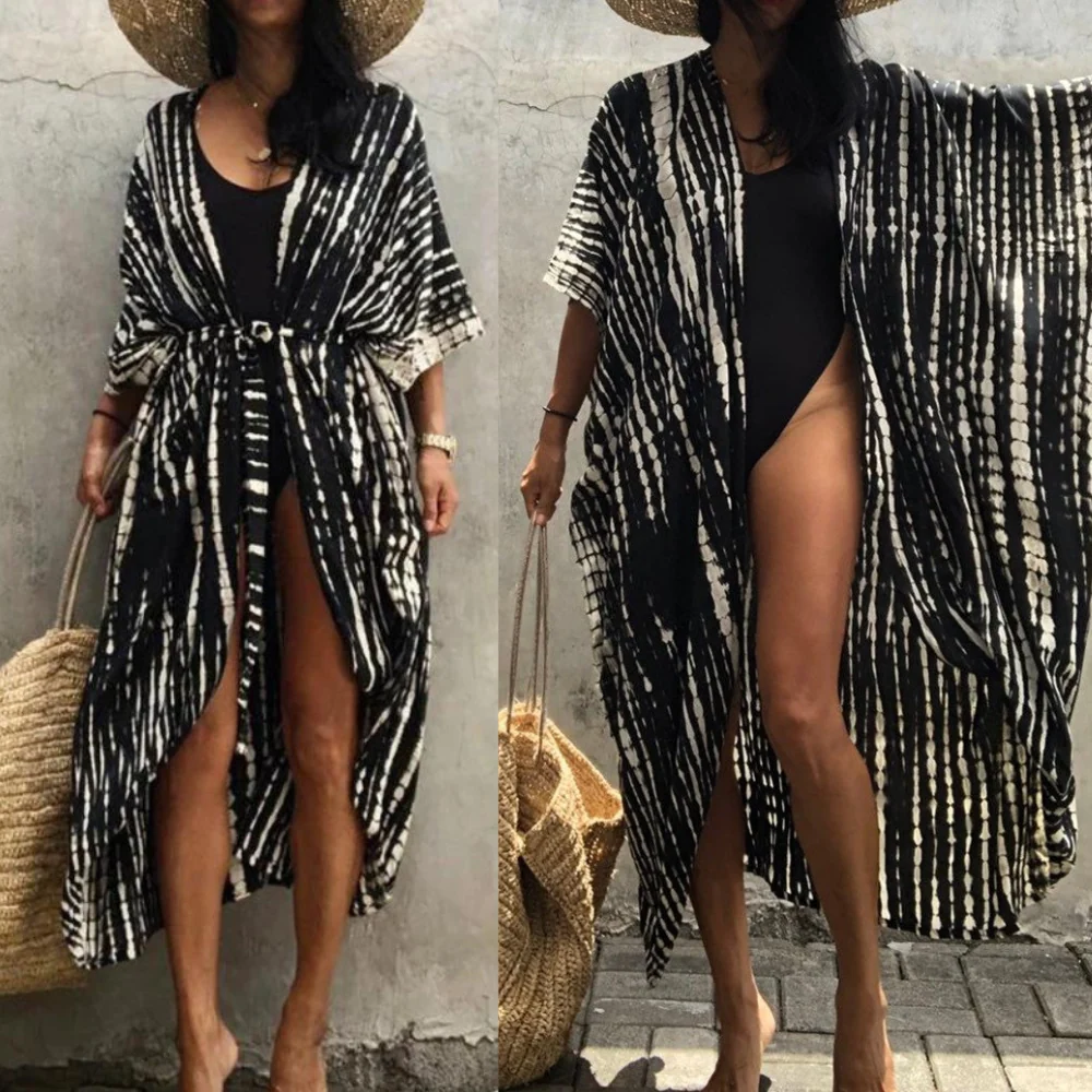 Women's Kimono Cover-Up - Airy Fit - Tie-Dye Design - Open Front - Image 4
