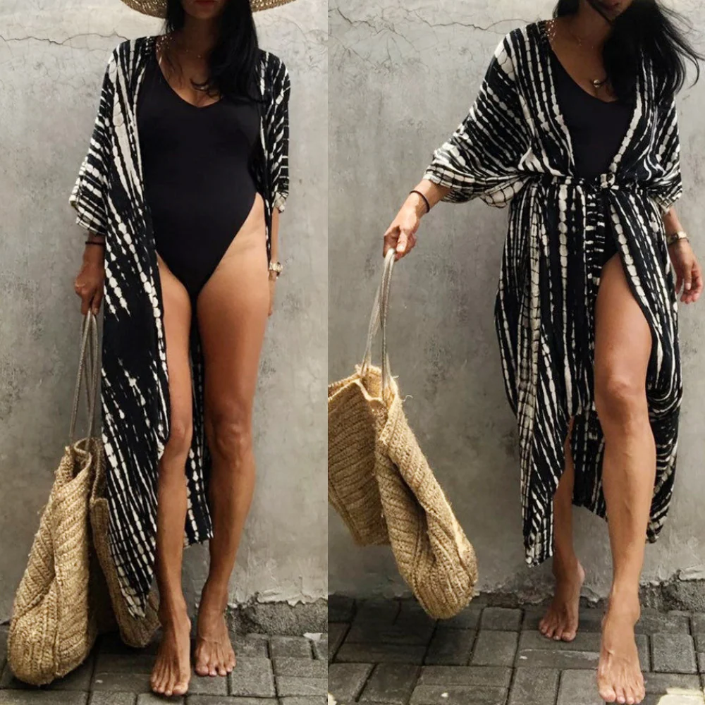 Women's Kimono Cover-Up - Airy Fit - Tie-Dye Design - Open Front - Image 5