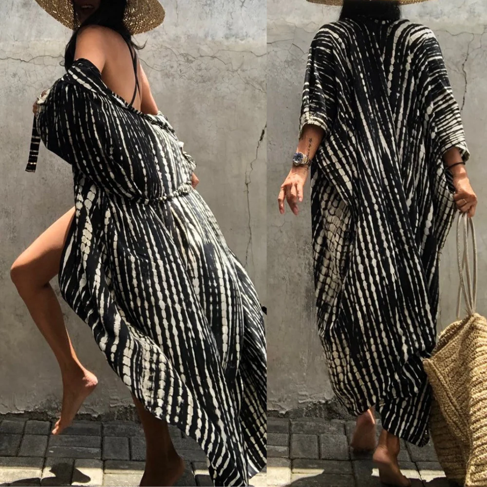 Women's Kimono Cover-Up - Airy Fit - Tie-Dye Design - Open Front - Image 6