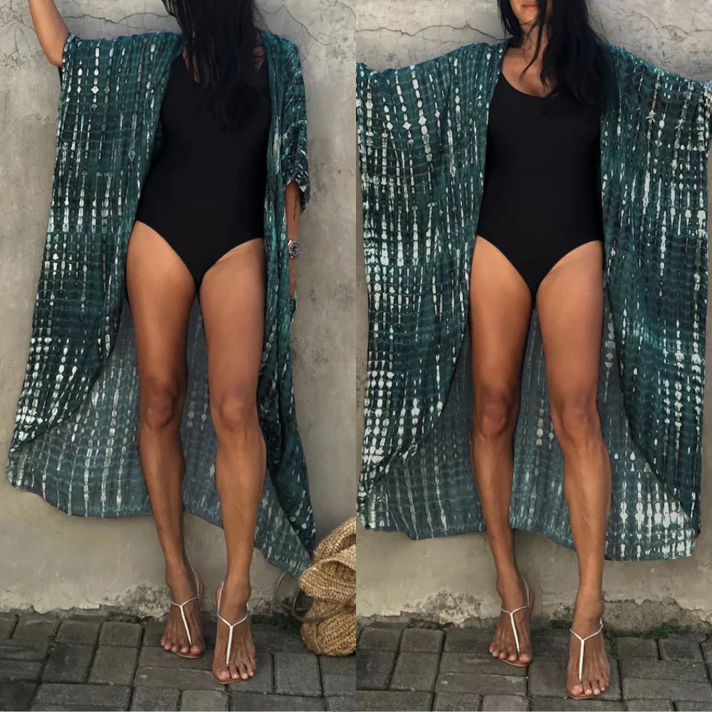 Women's Kimono Cover-Up - Airy Fit - Tie-Dye Design - Open Front - Image 8