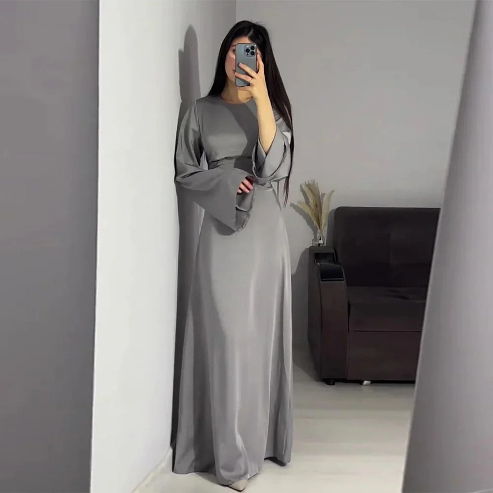 Women's Long Dress – Elegant Bell Sleeves – Fitted Model – Floor-Length Fit - Image 2