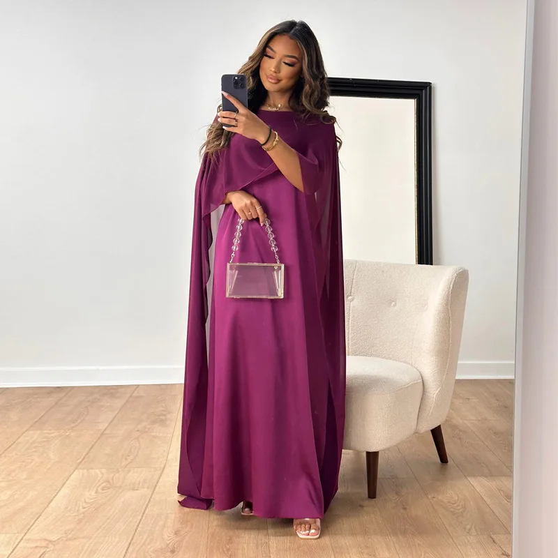 Ladies Gala Dress – Silky Soft – Loose-Fitting Model – Boat Neck – Cape Sleeves – Elegant - Image 4