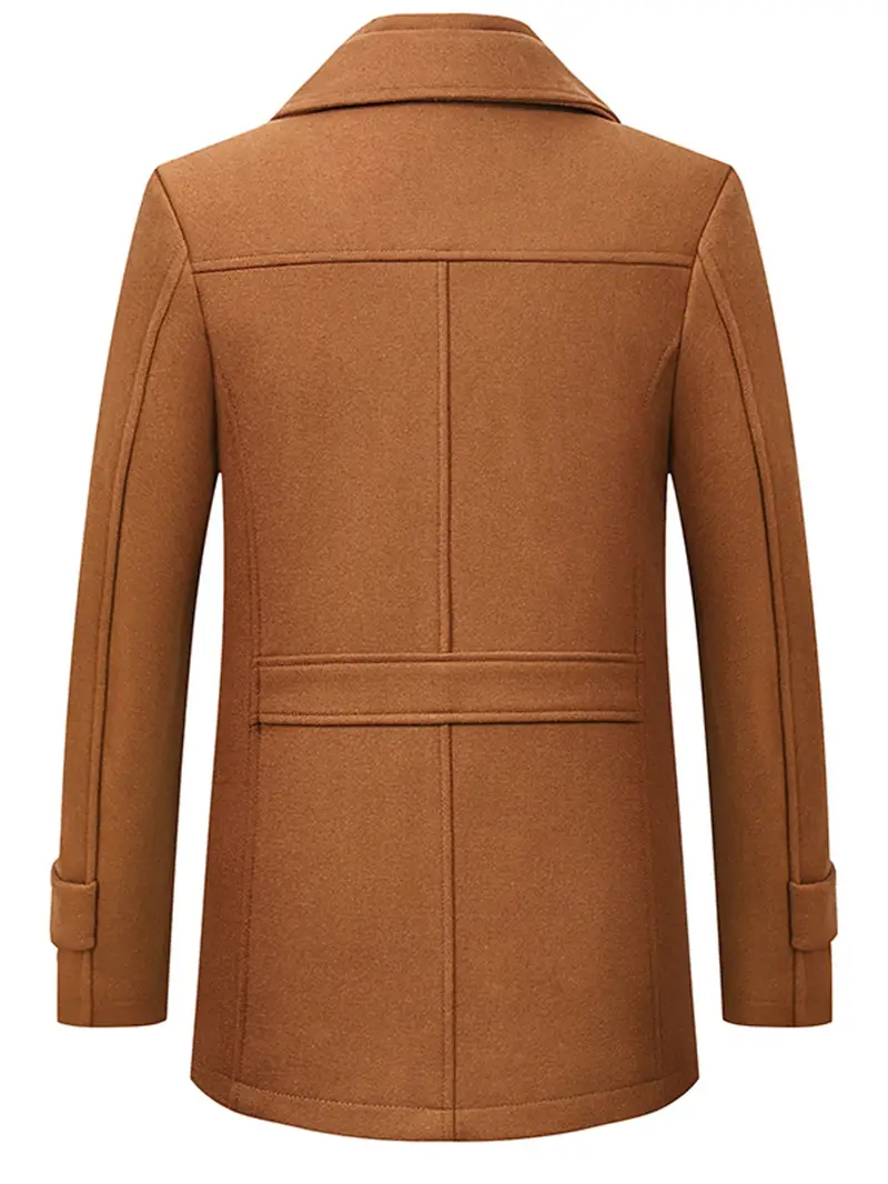 Men's Trenchcoat - Classic Lapel Collar - Button Closure with Zipper - Flap Pockets - Image 4