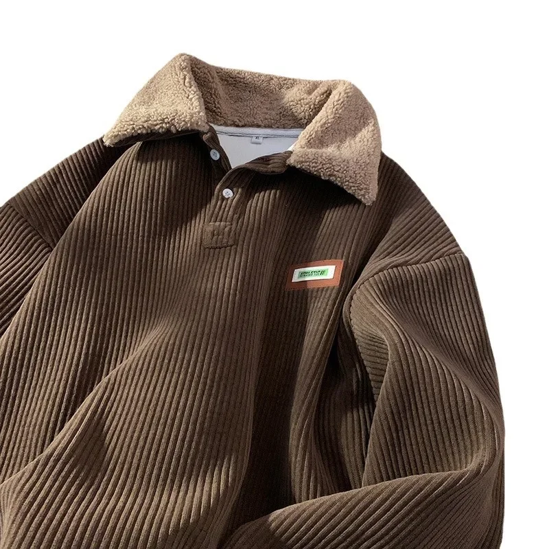 Men's Sweater - Ribbed Structure - High-Pile Collar with Imitation Shearling - Relaxed Fit - Casual - Image 6