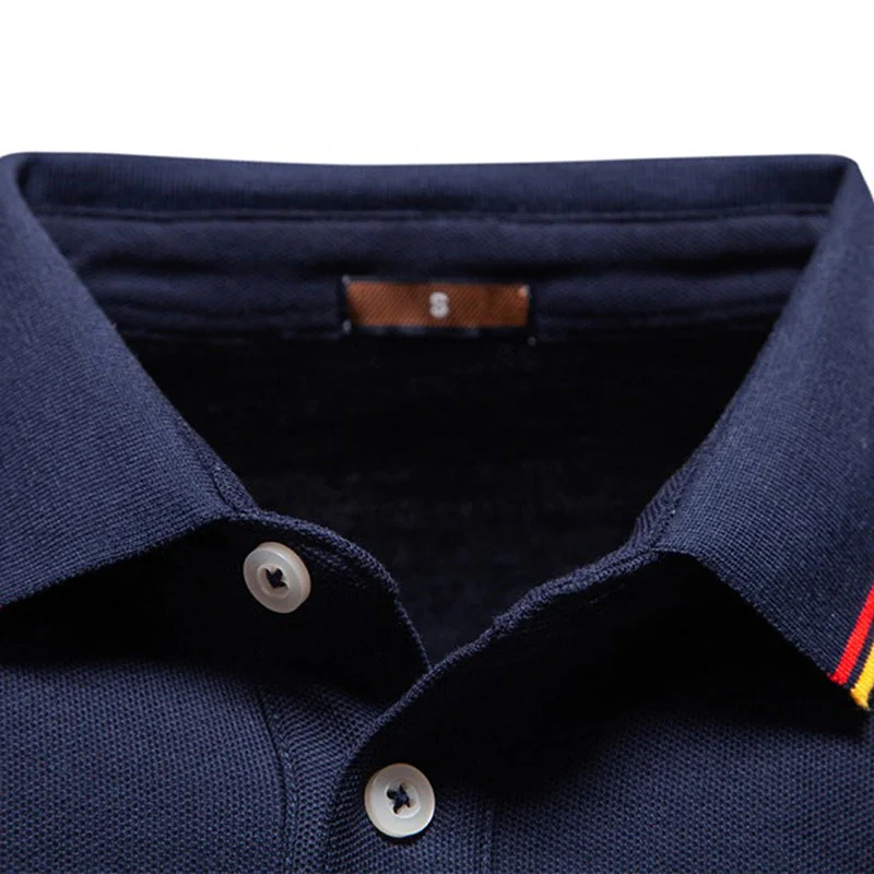 Arthur Regular Fit Long Sleeve Polo Shirt | Collared Striped Trim Polo Shirt - Image 8