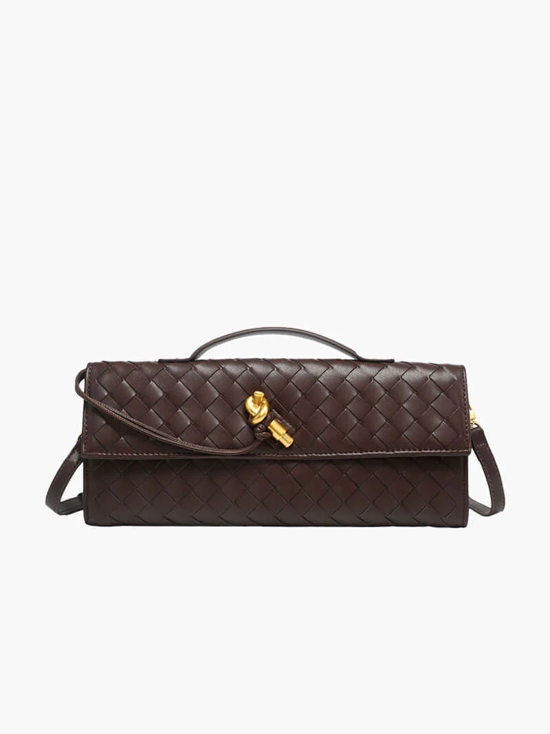 Ladies Clutch Bag - Luxury Woven Design - Flap Closure - Stylish Handle - Image 5