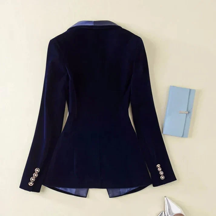 Women's Blazer – Tailored Design – Single-Breasted – Satin Lapels – Flap Pockets - Image 4