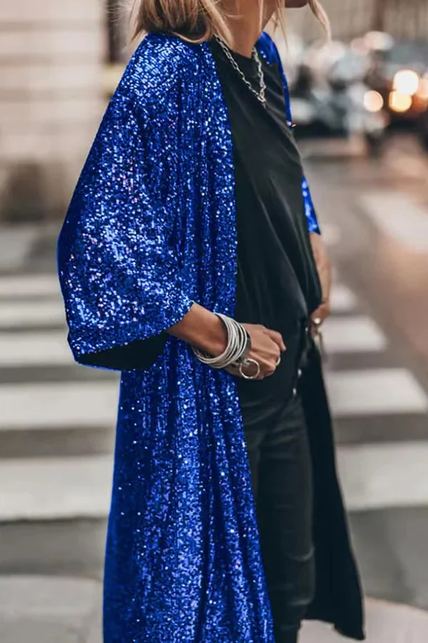 Ladies Kimono Vest – Sequins – Open Front – Loose-Fitting – Elegant Evening Look - Image 5