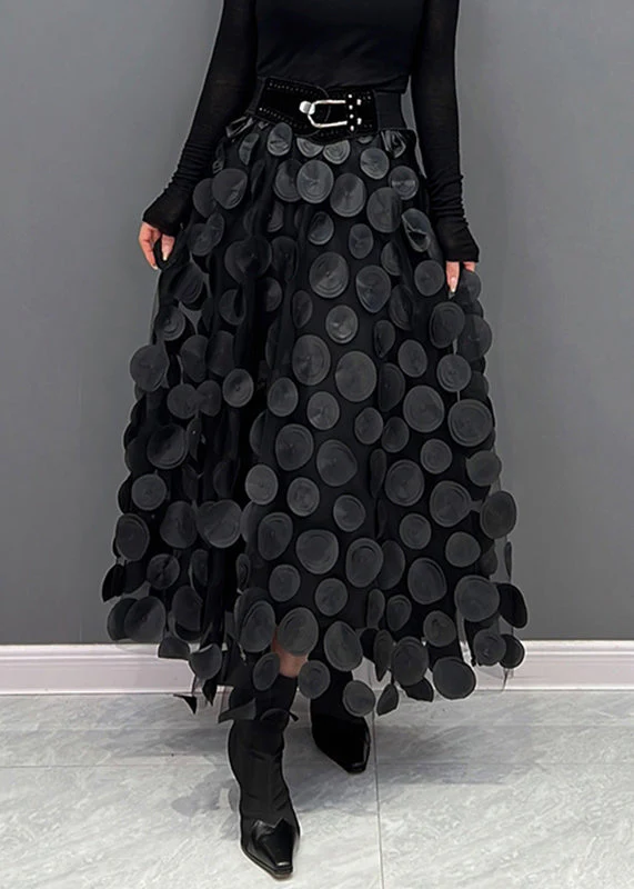 Ladies Midi Skirt - Voluminous Tulle - Circle Appliqués - Layered Design - Image 2