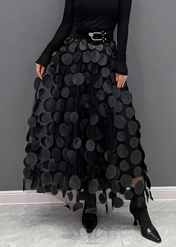 Ladies Midi Skirt - Voluminous Tulle - Circle Appliqués - Layered Design - Image 3