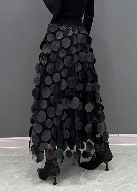 Ladies Midi Skirt - Voluminous Tulle - Circle Appliqués - Layered Design - Image 5