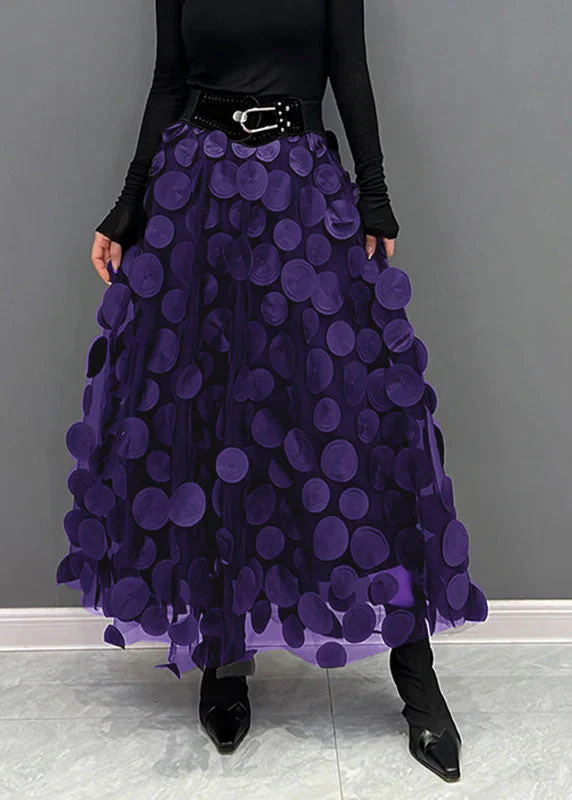 Ladies Midi Skirt - Voluminous Tulle - Circle Appliqués - Layered Design - Image 6