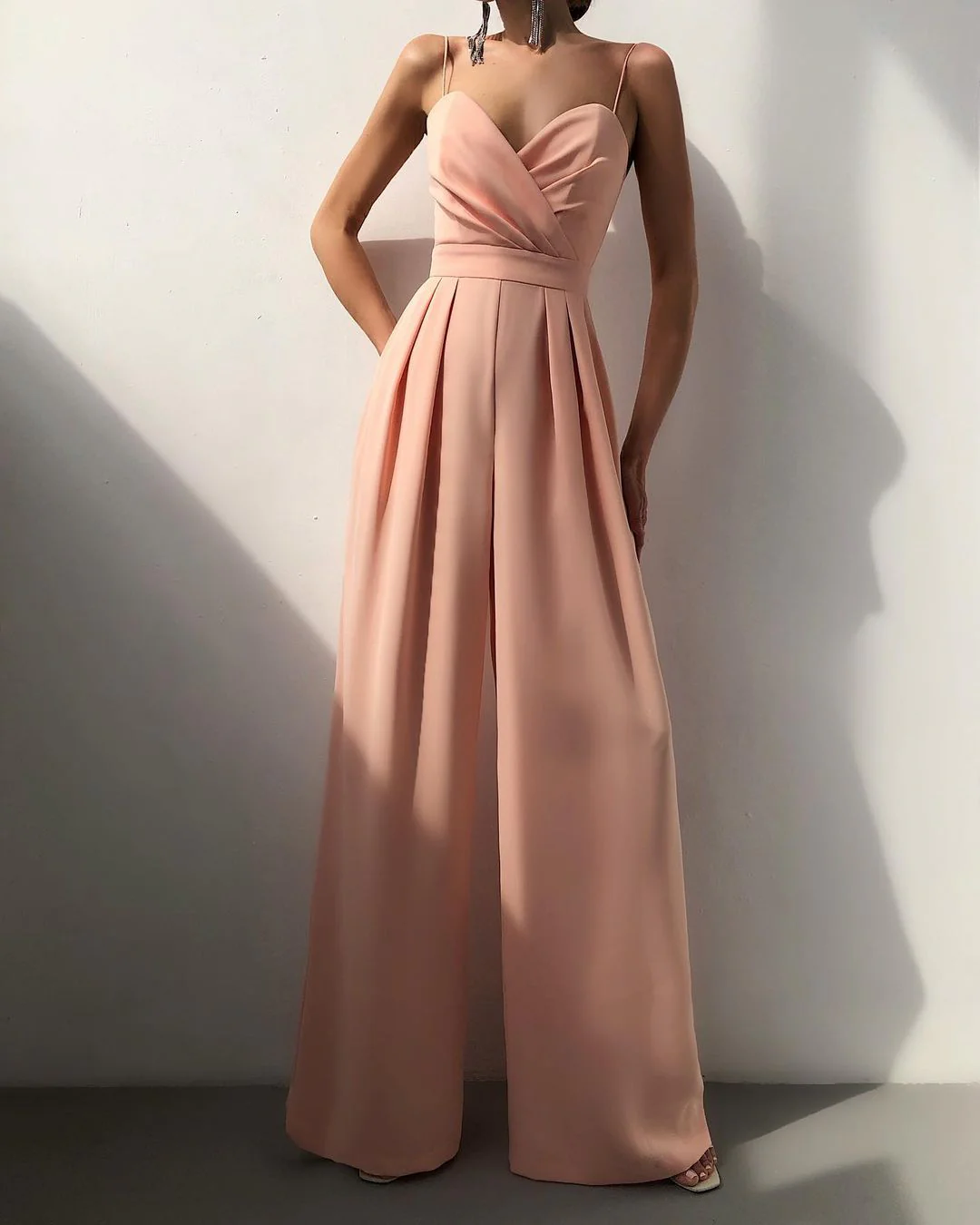 Ladies Jumpsuit - V-Neck Wrap Design - Spaghetti Straps - Wide Legs - Elegant Fit - Image 3
