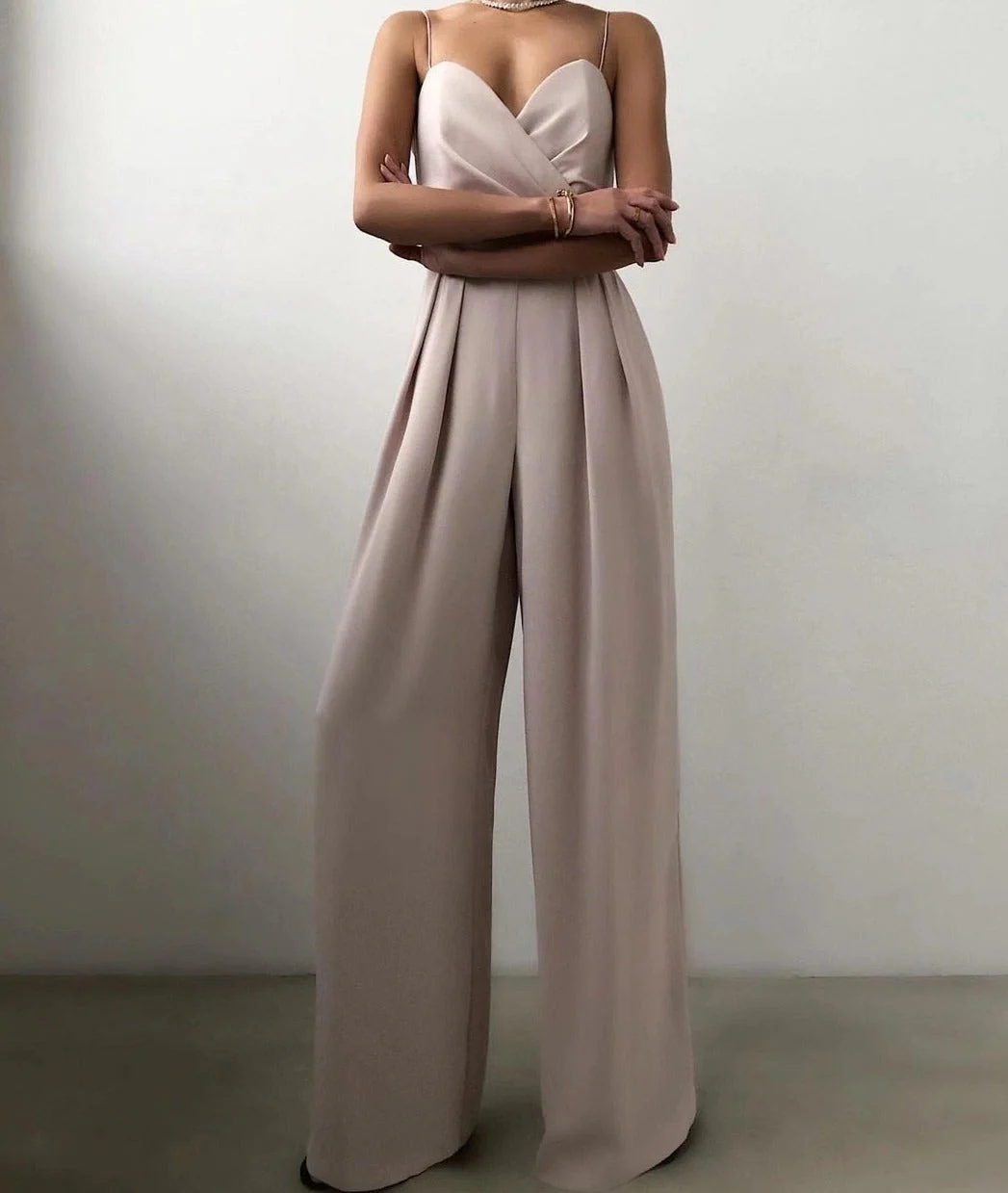 Ladies Jumpsuit - V-Neck Wrap Design - Spaghetti Straps - Wide Legs - Elegant Fit - Image 5
