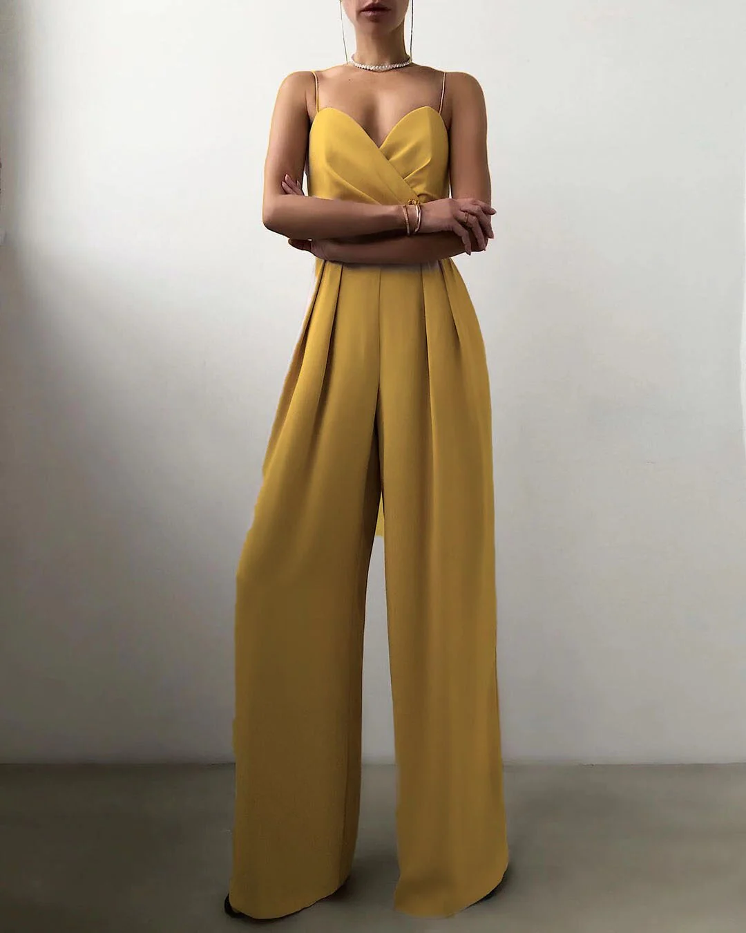 Ladies Jumpsuit - V-Neck Wrap Design - Spaghetti Straps - Wide Legs - Elegant Fit - Image 7
