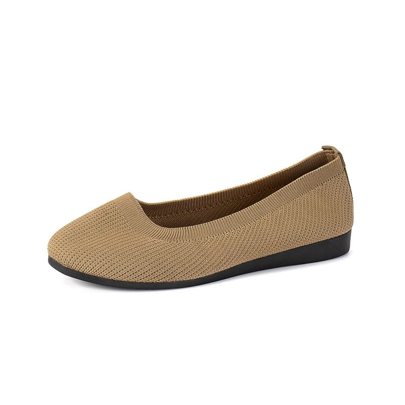 Ladies Ballerina Shoes - Elastic Knit Material - Comfortable - Low Slip On Flat - Image 14