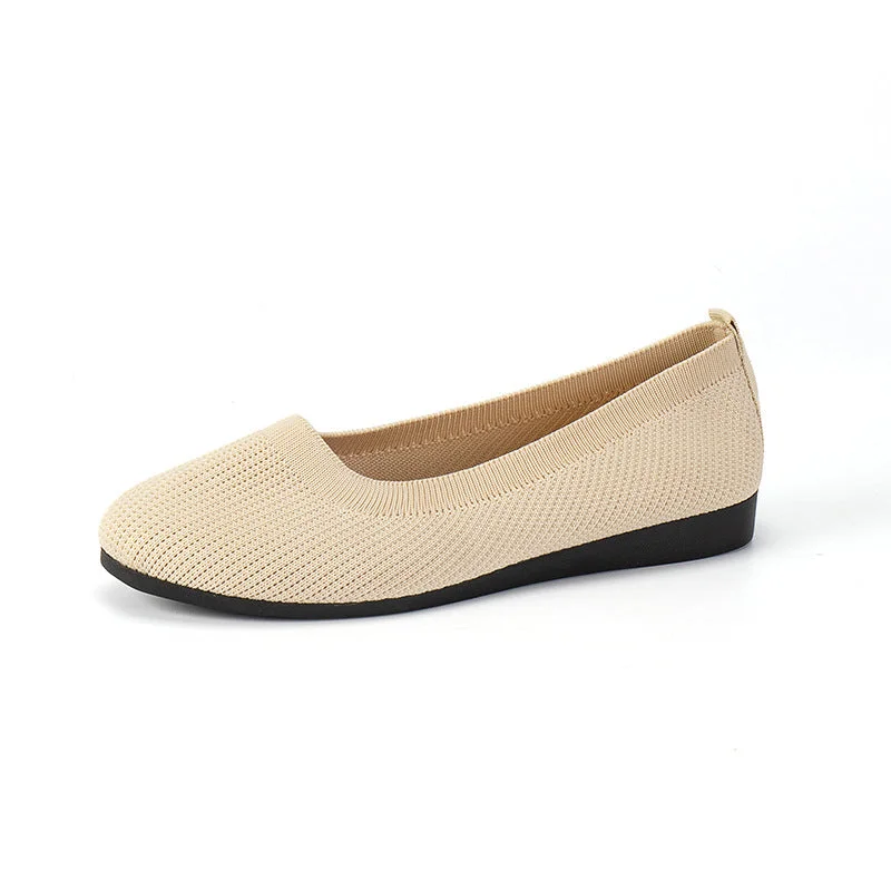 Ladies Ballerina Shoes - Elastic Knit Material - Comfortable - Low Slip On Flat - Image 15