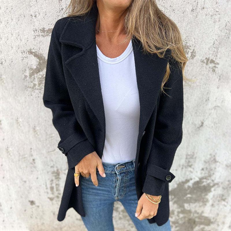 Ladies Coat - Fitted Model - Single-Breasted - Long Sleeves - Classic Lapel Collar - Image 4