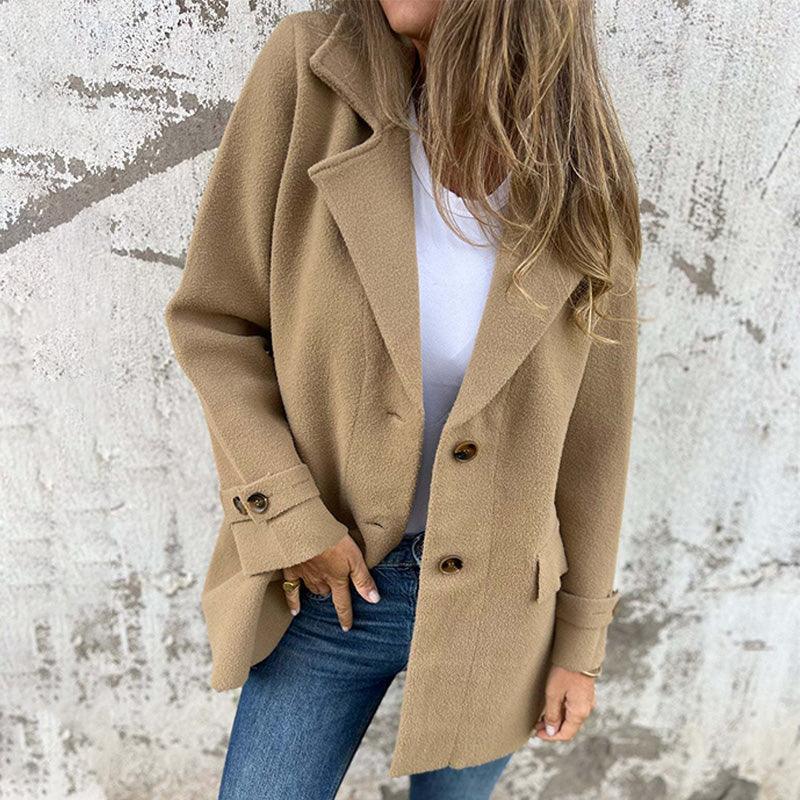 Ladies Coat - Fitted Model - Single-Breasted - Long Sleeves - Classic Lapel Collar - Image 5