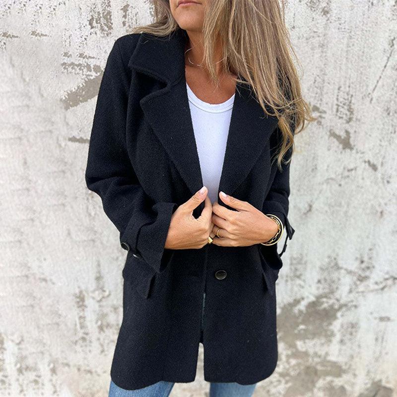 Ladies Coat - Fitted Model - Single-Breasted - Long Sleeves - Classic Lapel Collar - Image 8