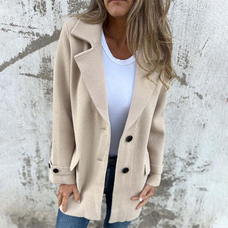 Ladies Coat - Fitted Model - Single-Breasted - Long Sleeves - Classic Lapel Collar - Image 9