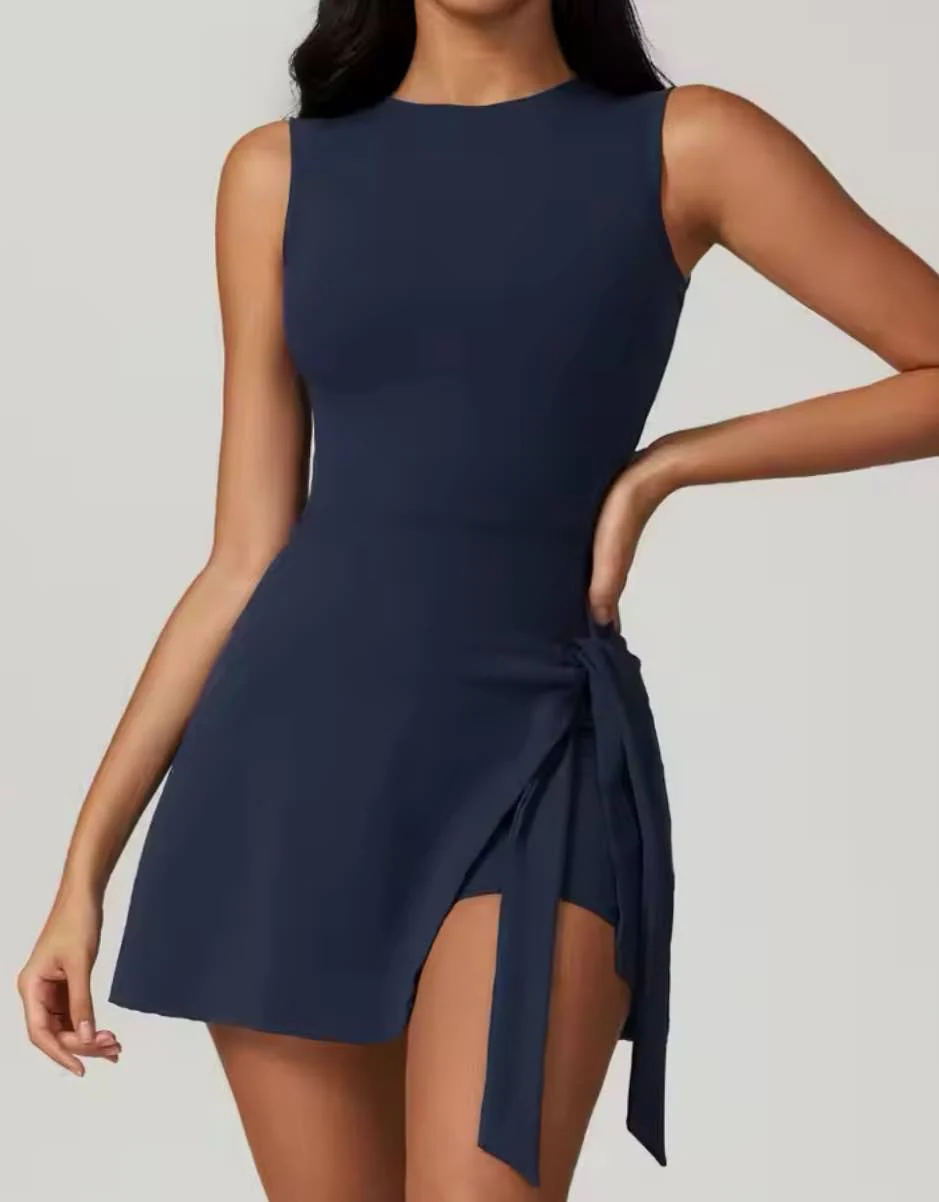 Ladies Dress - Sleeveless - Short Length - Stretch Material - Waistband Detail - Image 11
