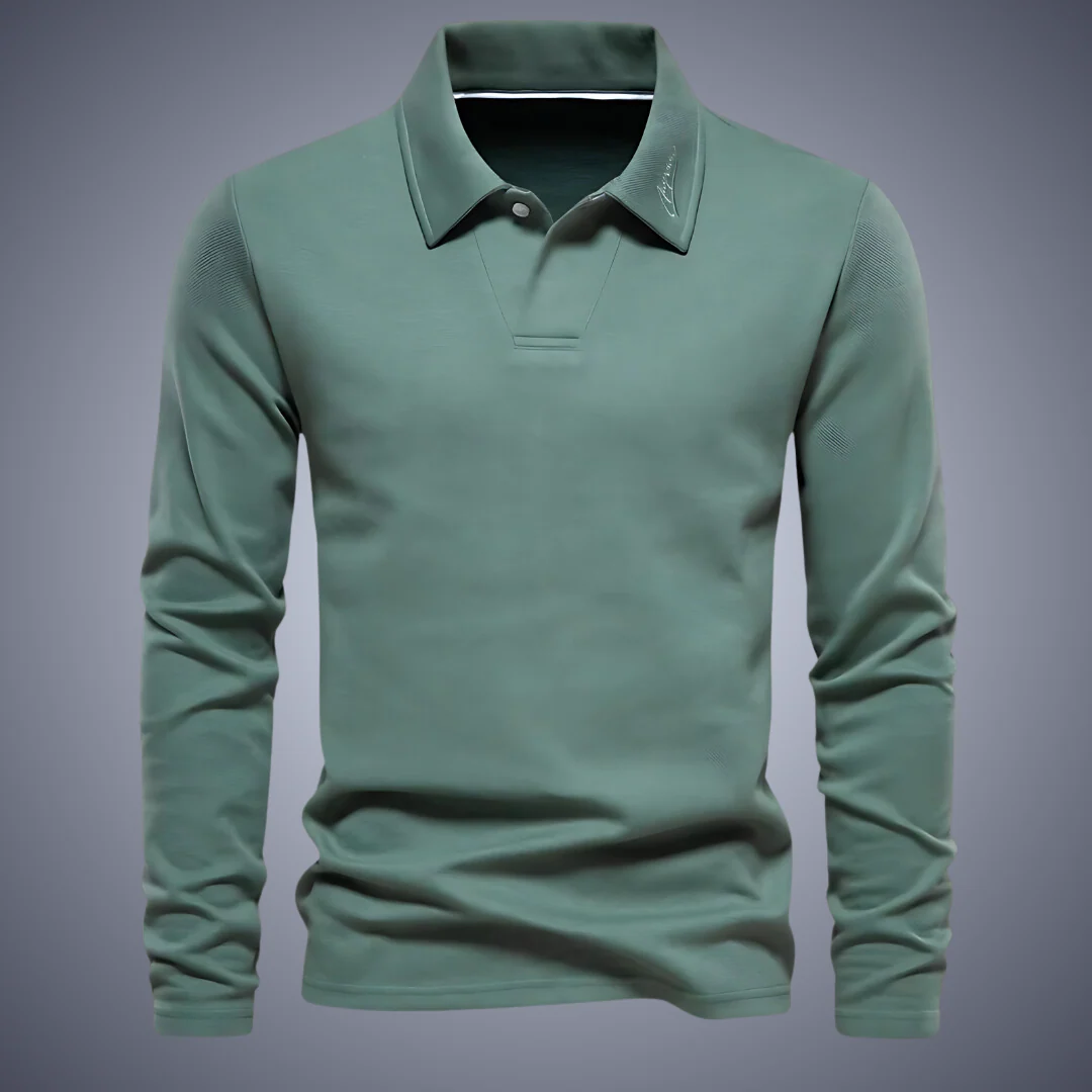 Men's Polo Shirt - Long Sleeve - Regular Fit - Classic Collar - Comfortable Fit - Image 3