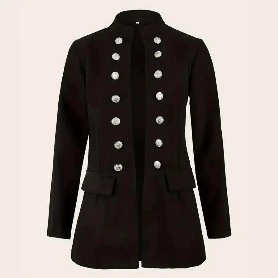 Ladies Blazer - Fitted Model - Double Row Buttons - Stand-up Collar - Elegant Design - Image 3