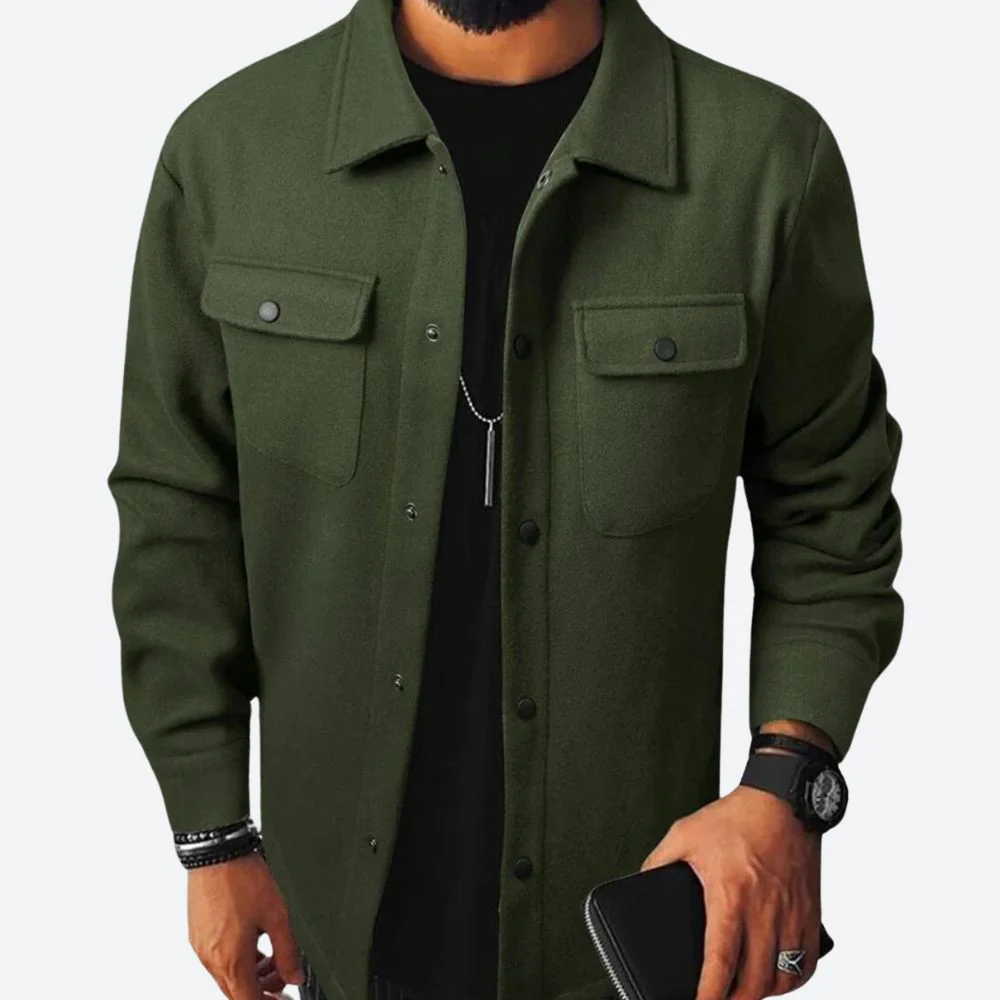 Men's Overshirt Jacket – Heavy Cotton Fabric – Relaxed Fit – Long Sleeves – Casual Look - Image 2