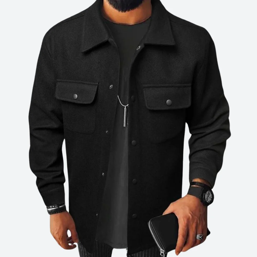 Men's Overshirt Jacket – Heavy Cotton Fabric – Relaxed Fit – Long Sleeves – Casual Look - Image 3