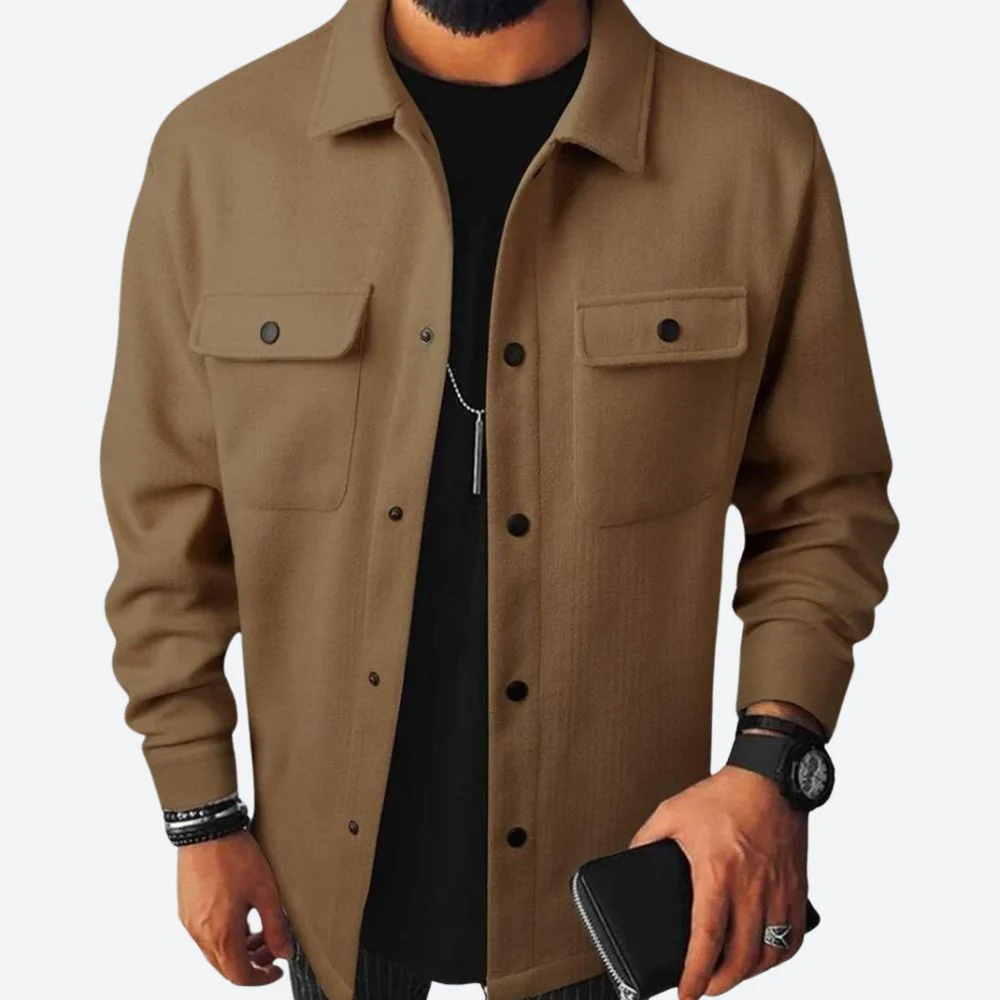 Men's Overshirt Jacket – Heavy Cotton Fabric – Relaxed Fit – Long Sleeves – Casual Look - Image 4