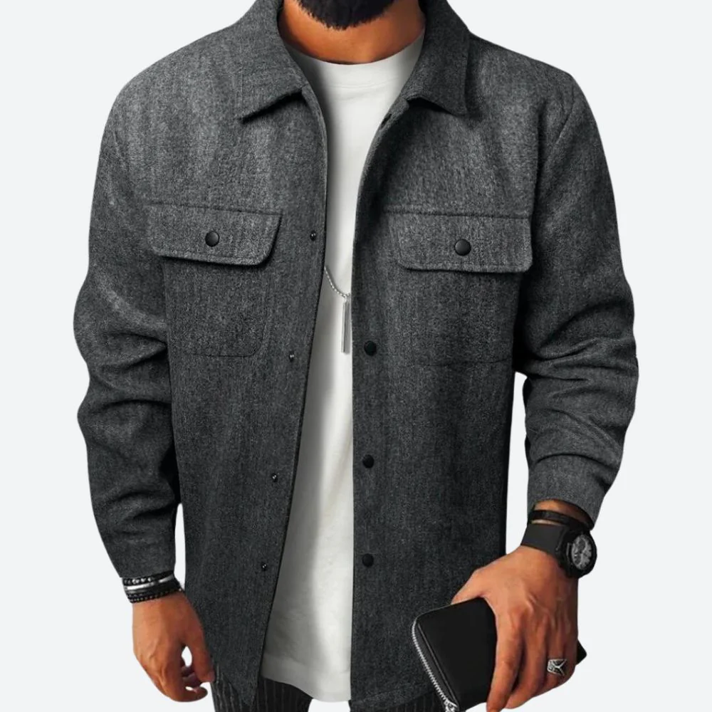 Men's Overshirt Jacket – Heavy Cotton Fabric – Relaxed Fit – Long Sleeves – Casual Look - Image 6