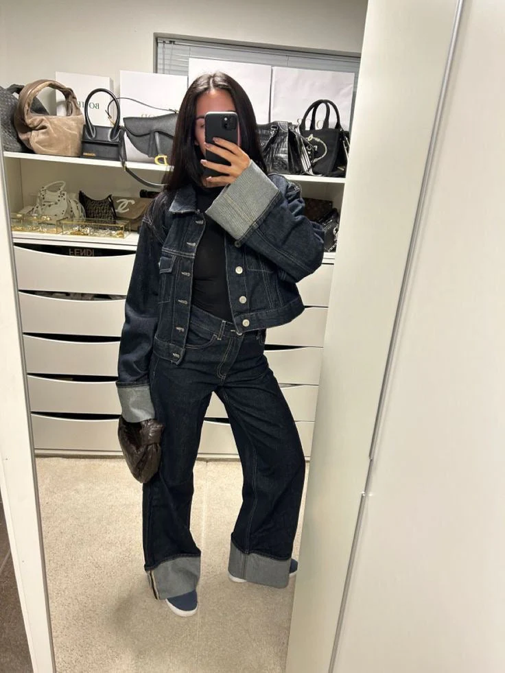 Women's Denim Set – Trucker Jacket & High Waist Wide Leg Jeans – Relaxed Fit - Image 6