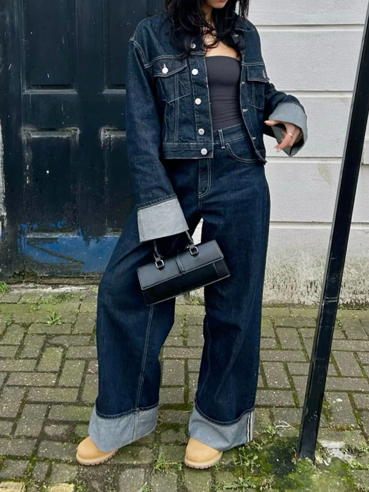 Women's Denim Set – Trucker Jacket & High Waist Wide Leg Jeans – Relaxed Fit - Image 7