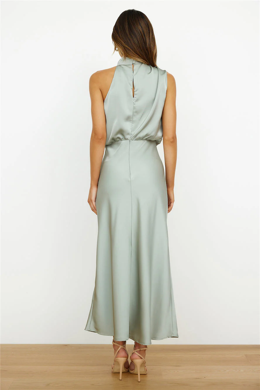 Ladies Maxi Dress - Sleeveless - Halter Neck with Draping - Elegant Silky-Soft Fabric - Image 2