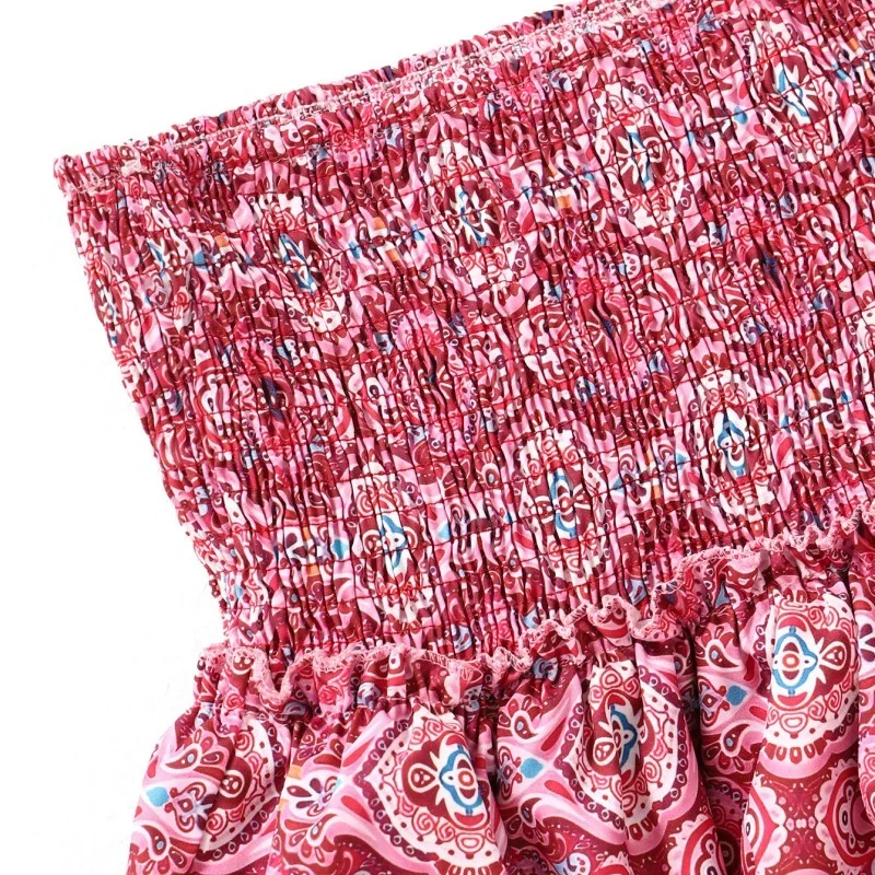 Women's Mini Skirt - Layered Ruffles - Elastic Waist - Boho Print - Comfort Fit - Image 10