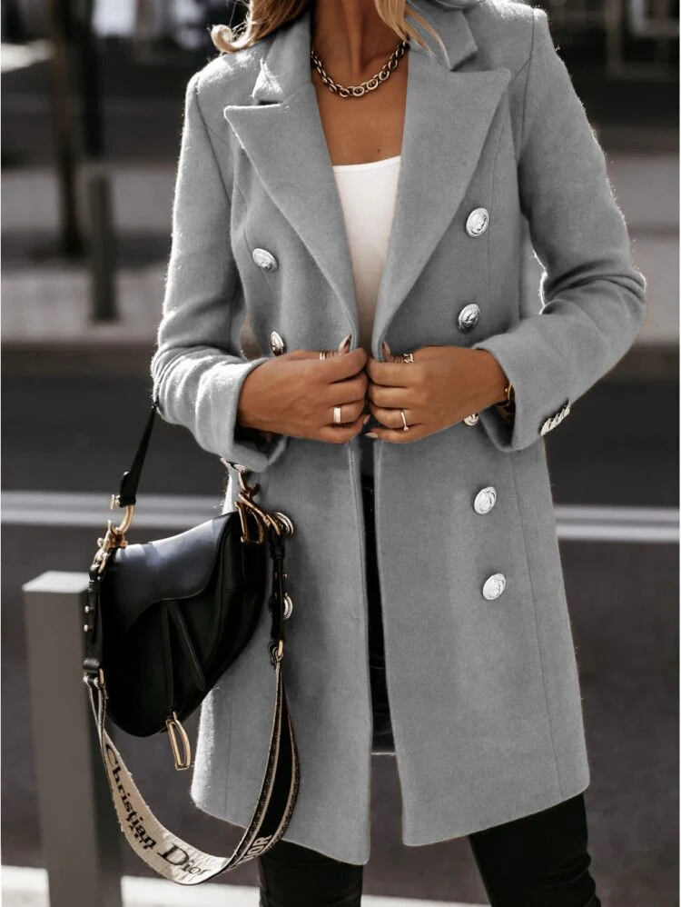 Ladies Coat – Double-Breasted – Tailored Model – With Metal Buttons – Long Sleeves - Image 3