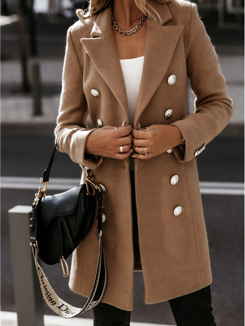 Ladies Coat – Double-Breasted – Tailored Model – With Metal Buttons – Long Sleeves - Image 4