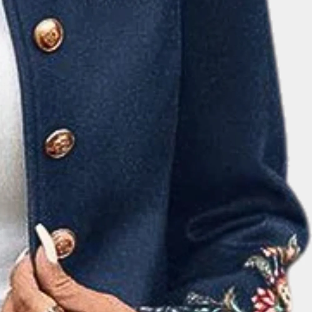 Women's Blazer - Fitted Model - Embroidered Floral Details - High-Neck Elegant Design - Image 3