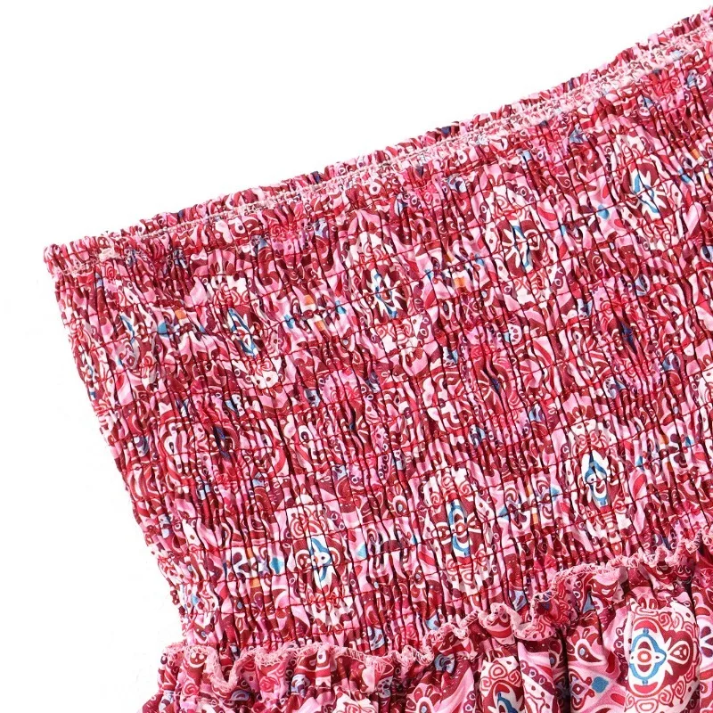 Ladies Mini Skirt – Smocked Waist – Paisley Print – Layered Ruffles – Casual Comfort - Image 3