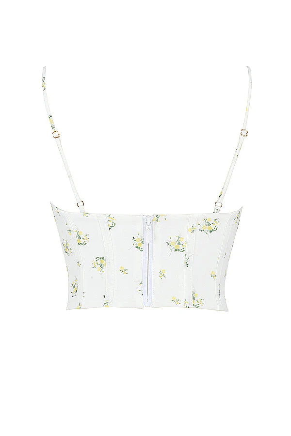 Ladies Corset Top – Sweetheart Neckline – Draped – Structured – Floral Pattern - Image 9